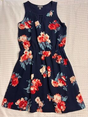 Market & Spruce Navy Floral Sleeveless Women's Dress PS Dress